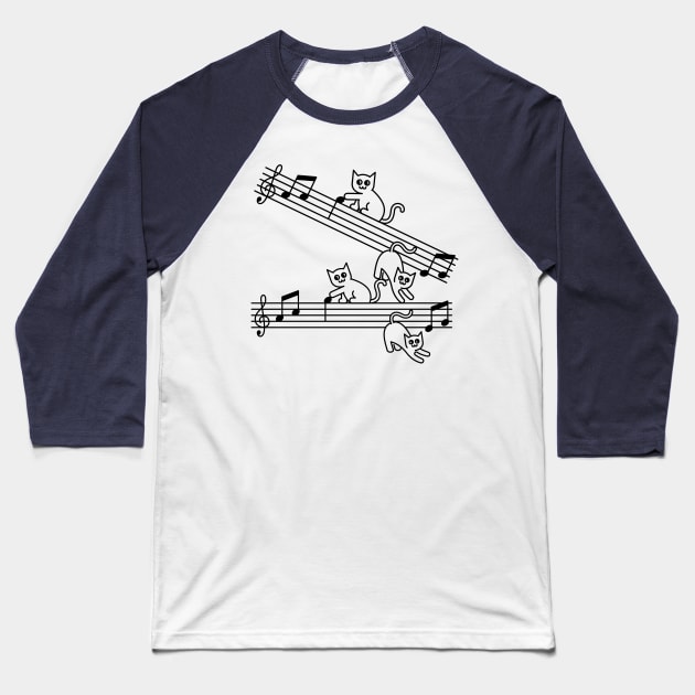 Purfect Cat Music Meow Musical Notation Meowsical Baseball T-Shirt by Attapet Original